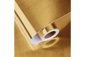 HotDecor Tapeta złota folia kuchenna, samoprzylepna folia samoprzylepna na meble, zmywalna tapeta kuchenna, folia dekoracyjna, folia do mebli, złota folia do szafy, samoprzylepna, tapeta ścienna, blat