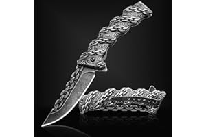 NedFoss Składany nóż i nóż jednoręczny, bardzo ostry scyzoryk, nóż myśliwski z Liner-LockInk, w pudełku prezentowym, idealny jako nóż survivalowy i outdoorowy, pudełko prezentowe, styl retro