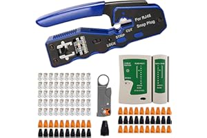 MAYLINE-TECH MAYLINE Pince à Sertir de Fil RJ45 RJ11 RJ12 Cat7 Cat6 Cat5e Réseau d'Outils, Testeur de Network Câble, Ensemble d’Outils de Réseau, Réparation de Réseau/Maintenance(Noir)