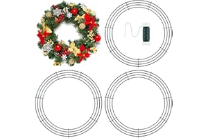 Vivantia 4 Pack Christmas Wire Wreath Frames, Metal Wreath Rings 14 Inch, Green DIY Crafts Wedding Garland Ring with Floral Wire for Christmas Garden & Home Decorations