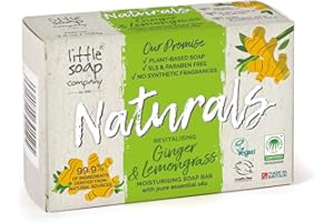 Little Soap Company Natural Range - Ginger & Lemongrass Bar Soap (100g) | Vegan, Cruelty Free & Eco Friendly, Hand, Face & Body Soap | No SLS and Parabens | Antibacterial with Cleansing Essential Oils