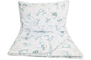 FRIVOLITY Baby's Comfort Bedding Set Duvet Cover (90 x 120 cm) + Pillowcase (40 x 60 cm), Underwater life mint