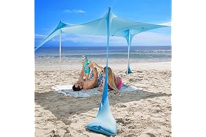 SUN NINJA Strandzelt mit UPF50+ - Sonnenschutz Strand Sonnensegel mit Sandschaufel & Erdnägeln - Strandmuschel Baby UV Schutz 50 - Beach Tent