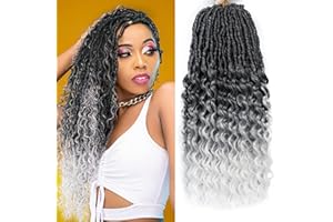 FANWYFYU 6 Pack Deep locs crochet cheveux 24 pouces faux locs crochet cheveux bohème déesse locs crochet tresses pré - roulé crochet boucles (1B-grey-60)