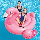 B&uuml;y&uuml;k Boy Flamingo Binici Şişme Deniz Yatağı 140x125x90 cm 2 Tutma Kollu Havuz Oyuncağı Yama Hediyeli