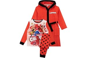 Miraculous Conjunto Pijamas y Chicas Bata para Niñas Prodigiosa