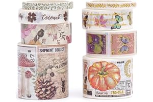 KAVI' S Zestaw dekoracyjnych taśm Washi w stylu retro, w stylu antycznym, do samodzielnego wykonania, pamiętnika, planera, scrapbookingu, opakowania (Pansy Moriyu)