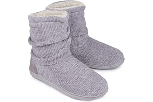 LongBay Damen Chenille Strick Warme Stiefel Hausschuhe Weiche Plüsch Fleece Booties Slipper Memory Foam Frauen Bootee Hausschuhe Haus Schuhe