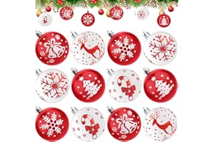 Coicok Bolas De Navidad, 12 PCS bolas arbol de navidad grandes, bolas navidad para adornos arbol navidad decoracion arbol navidad para Arboles de Navidad con Ganchos para Decoracion Navidad- 6CM Bolas
