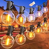 GLUROO Outdoor String Lights 45M, Waterproof Outdoor Luminous Garlands with 75+2 Shatterproof LED Bulbs, Warm White 2500K G40