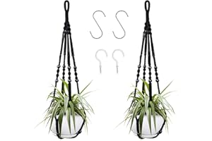 Augshy Macrame Hanging Planter, 2 Pack Hanging Planters for Indoor Plants Indoor Outdoor Decor Handmade Hanging Plant Holder(35 Inch)