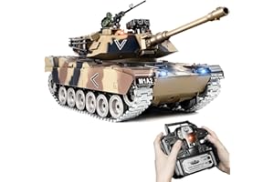 SUPDEX Carro Armato Telecomandato M1A2 Abrams, 1:18 con Cingoli in Metallo RC Tank Giocattolo che Spara BB, Fumo, Suoni, Luci e Rinculo Carro Armato Radiocomandato per Adulti e Bambini Veicolo Militare