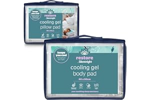 Silentnight Restore Cooling Gel Pillow & Mattress Pad - Helps Absorb Body Heat Prevent Overheating - Improve Sleep Quality for Night Sweats Hot Flushes Menopause - Cool Mat for Bed Sofa Car Travelling