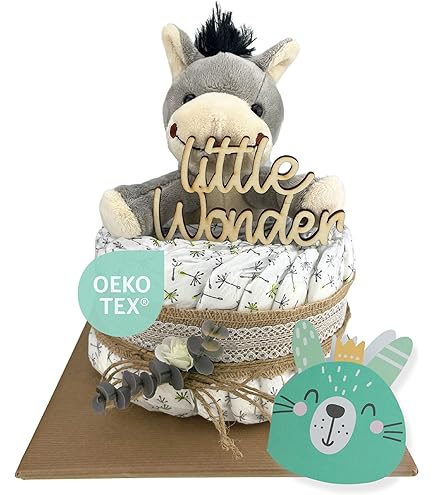 Torta Di Pannolini Per Baby Shower - 15 Pannolini, Decorazione Con Orsetto, Idea Regalo Neonato - Foto 2