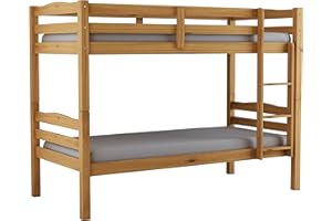 Arredo Stock Letto a castello in legno di pino massello utilizzabile come due letti singoli, 90x190x150 cm (Legno)