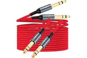 Twozoh Ljudkabel 6,35mm Till 6,35mm TRS Balanserad 5M 2 pack, Gitarrkabel Han Till Han, för Elgitarr Bas Musiktangentbord Mix