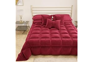 PETTI Artigiani Italiani - Trapunta in Morbido e Caldo Velluto 350 g/m², Piumone Singolo, Double Face, Trapunta Singola: 160x260 cm, Bordeaux, 100% Made in Italy
