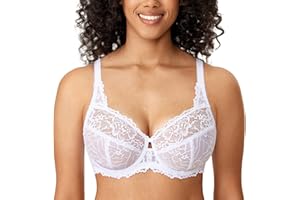 DELIMIRA Damski Minimiser Biustonosz Plus Size Pełny Pokrycie Niewyściełany Koronkowy Bielizna