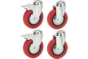 BULLDOG CASTORS 100mm PU Lenkrollen mit Bremsen – Schwere Last – Möbel, Geräte & Anlagen Rollen – 400kg pro Set