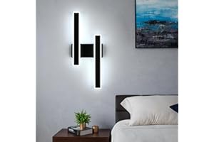 Comely Applique Murale Intérieure LED, 32W 3600LM Lampe Murale Moderne 6500K Lumière Blanche Froide, Acrylique Luminaire Mural Interieur pour Chambre, Salon, Couloir, Escalier, Noir