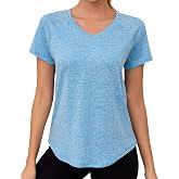 Gyabnw Women's Short Sleeve V-Neck Quick Dry Sports T-Shirt | Quick-dry fabric, sports shirt style, yoga, fitness and running