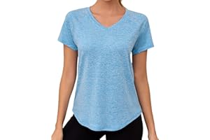 Gyabnw T-Shirt de Sport pour Femme, Haut de Sport, Dos en Maille, Coupe Ample, Haut de Course, de Yoga, léger, évacuant l'humidité, col Rond, Manches Courtes pour Dames