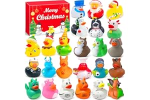 Edmirfun calendrier de l'avent 2024 Enfant,Calendrier De l'Avent Canard,calendrier avent avec 24 Canards en Caoutchouc,Jouets De Bain,Décoration de Noël,cadeau de noel pour Enfants Garçons et Filles