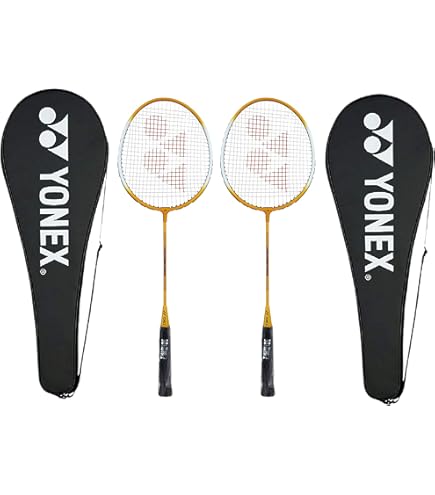 Talbot Torro Badmintonracket Attacker, badmintonracket voor beginners van gehard staal met klassieke hoofdvorm, kleur: geel-blauw, 429806