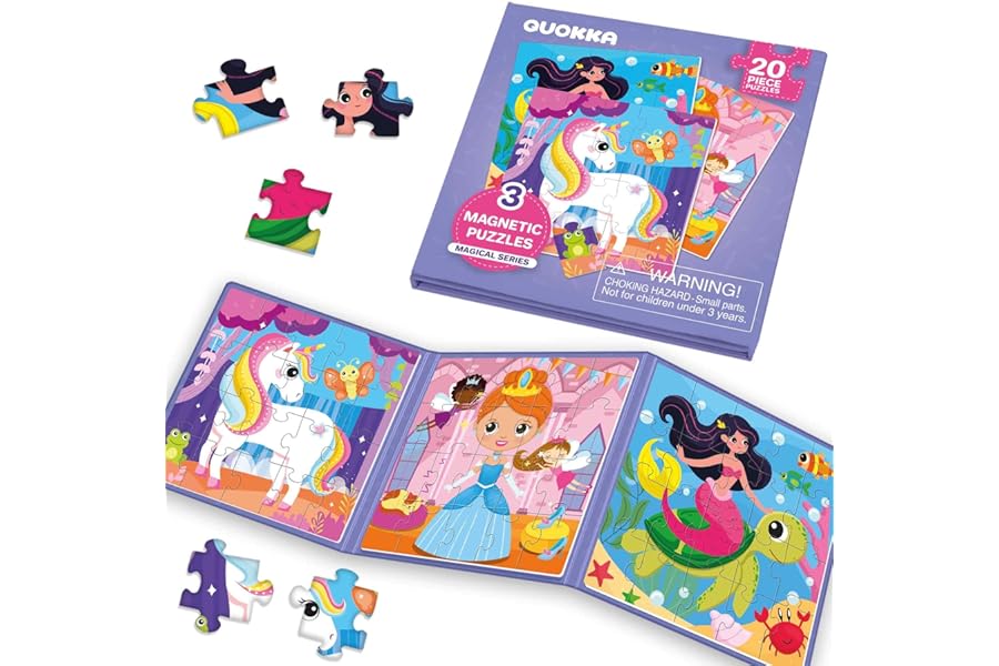 QUOKKA Magnetic Puzzles for 2 3 Year Olds - Travel Toys for Toddlers on Plane Car Ride - 20 Pieces Fairy Heroes Magnet Jigsaw Travel Games for Kids Age 4 5 - Gift Sudoku Puzzles for Boys and Girls