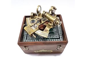 MARINE NAUTICAL STORE Antico Marittimo Nautico Sestante Telescopio Vintage Marine Astrolabe Ship's Strumenti con Scatola di Legno