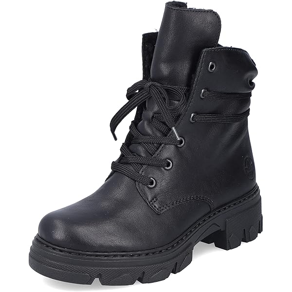 Bottes Motard Rieker Pour Femme - Cuir Noir, Semelle Confort, Fermeture Zip Et Laçage, Largeur G