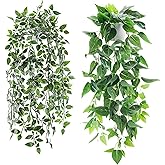 Der Rose 2 Pieces Artificial Fake Plants in Pot Hanging Faux Ivy Indoor Plants for Bathroom Shelf Wall Shelf Decor