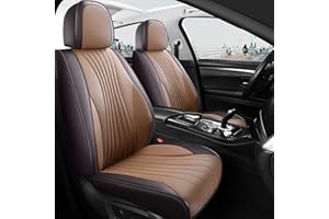 Menifomory Brown Car Seat Covers Full Set Universal Leather Seat Cover 13pcs Waterproof Full Coverage Auto Seat Cushion Covers (P-Orange+Brown)