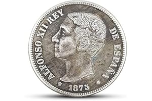 BoodLo 18 Juego Completo De Monedas De Plata Españolas De 5 Pesos 1869-1899 Retrato Grabado Monedas Extranjeras Antiguas, 1875