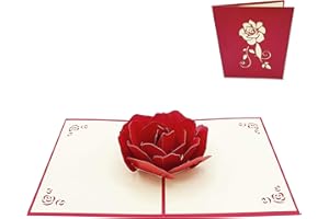 Typicshop Tarjeta de felicitación 3D de amor - Bonita Rosa Roja - Postal 3D de Amor para San Valentín, aniversario, pareja, novio, novia, padre, madre, hijo, hija