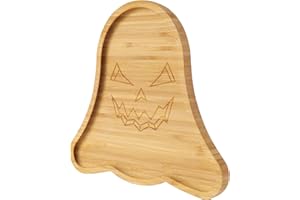 TJ POP Halloween Ghost Serving Platter, Small Bamboo Charcuterie Board for Candy, Snacks, and Desserts – Holiday Serving Tray for Party Table Decor