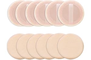 Sibba Lot de 12 Houppettes Rondes En Velours pour le Visage pour le Maquillage pour le Corps pour Estomper le Fond de Teint la Crème Ruban de Maquillage Applicateur de Coussin éPonge (Couleur Peau)