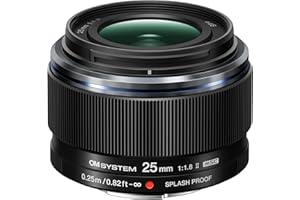 OM SYSTEM M.Zuiko Digital 25 mm F1.8 II Objektiv, lichtstarke Festbrennweite für Micro Four Thirds Systemkameras (Olympus OM-D und Pen, Panasonic G-Serie) Staub-spritzwassergeschützt, Schwarz