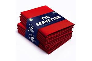 LivinEase Bomullsservetter uppsättning av 12 – 100% ekologisk bomull 46 x 46 cm återanvändbara överdimensionerade röda middag
