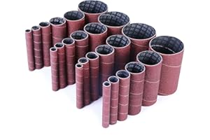 LotFancy QWERTY Aluminum Oxide Abrasive Spindle Sanding Sleeves, Pack of 18 (3 each of 1/2", 3/4", 1", 1-1/2", 2" and 3")
