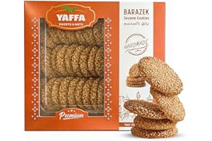 Yaffa Sesame Barazak Cookies | Middle Eastern Buttery Sesame Seed Cookies | Traditional Arabic Sweets Gift Box | Healthy Snacks with Wheat Flour & Vegetable Ghee 250g