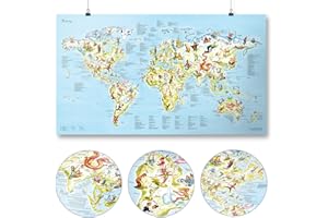 Golf Map by Awesome Maps - Mappa del mondo illustrata per gli appassionati di golf - 97,5 x 56 cm