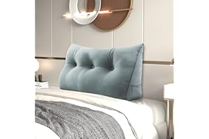 ‎JOHNEAR Johnear Rückenkissen Bett Keilkissen Sofa Rückenlehne Lesekissen, Lehnenkissen Dreieckige Kopfkissen Lendenkissen mit abnehmbarem Samt Bezug （Grau, 100cm