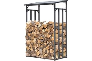 QUICK STAR Scaffalatura in Metallo per Legna da ardere, 130 x 70 x 185 cm, 1.6 m3, Colore: Antracie