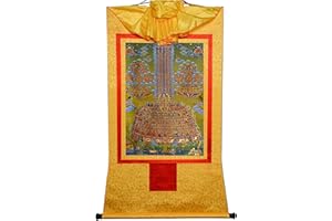 Gandhanra Thangka Tibétain - L'arbre refuge de Djé Tsongkhapa Thangka - Peinture Tantrique Bouddha à Dorure - Tapisserie Mural pour Décoration Zen - Méditation et Relaxation Spirituelle