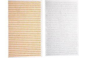 UNVOJL 1500 Pieces Synthetic Material Gems Gold Silver Plastic Gems Rhinestone Sticker Self-Adhesive Rhinestones Round Crystal Gems Sheet for DIY Crafts (3mm)