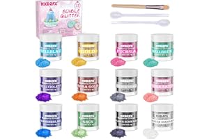 ‎HXDZFX Essbares Glitzer Set - 12 Farben Glitzerpulver für Getränke, Geschmacksneutrales Lebensmittelfarbe Pulver, Glitzerpuder für Schokolade, Kuchen, Fondant, Drinks, Flüssigkeiten- 3g