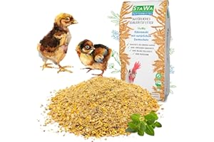 STAWA Kükenmehl Kükenaufzucht Alleinmehl, natürlicher Cocci-Schutz durch Majoran und Oregano-Öl, ohne Gentechnik, mit Leinschrot + Schwarzkümmel, Premium Kükenfutter für sichere Aufzucht, 25 kg