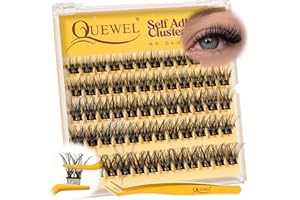 QUEWEL Extension Ciglia Autoadesive,Ciuffetti Ciglia Finte Mix 10-16 MM, 60 ciglia riutilizzabili per principianti, Il set di ciglia è dotato di pinzette, senza colla,Uso fai da te.(MJ01)