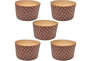 FAH FAMILY AT HOME Moule à Panettone Premium de Qualité 1 Kg (5pcs) - Revêtements de Panettone Professionnels en Papier Ondulé Pure Cellulose au Micro-ondes Conçus pour Panettone, Résistants à la Chaleur 220°C